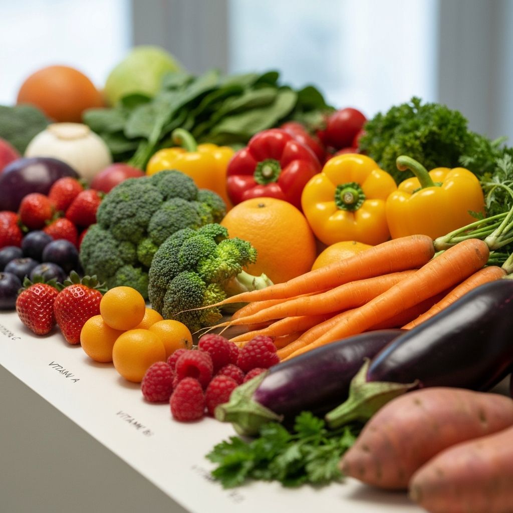 Colorful vegetables and fruits